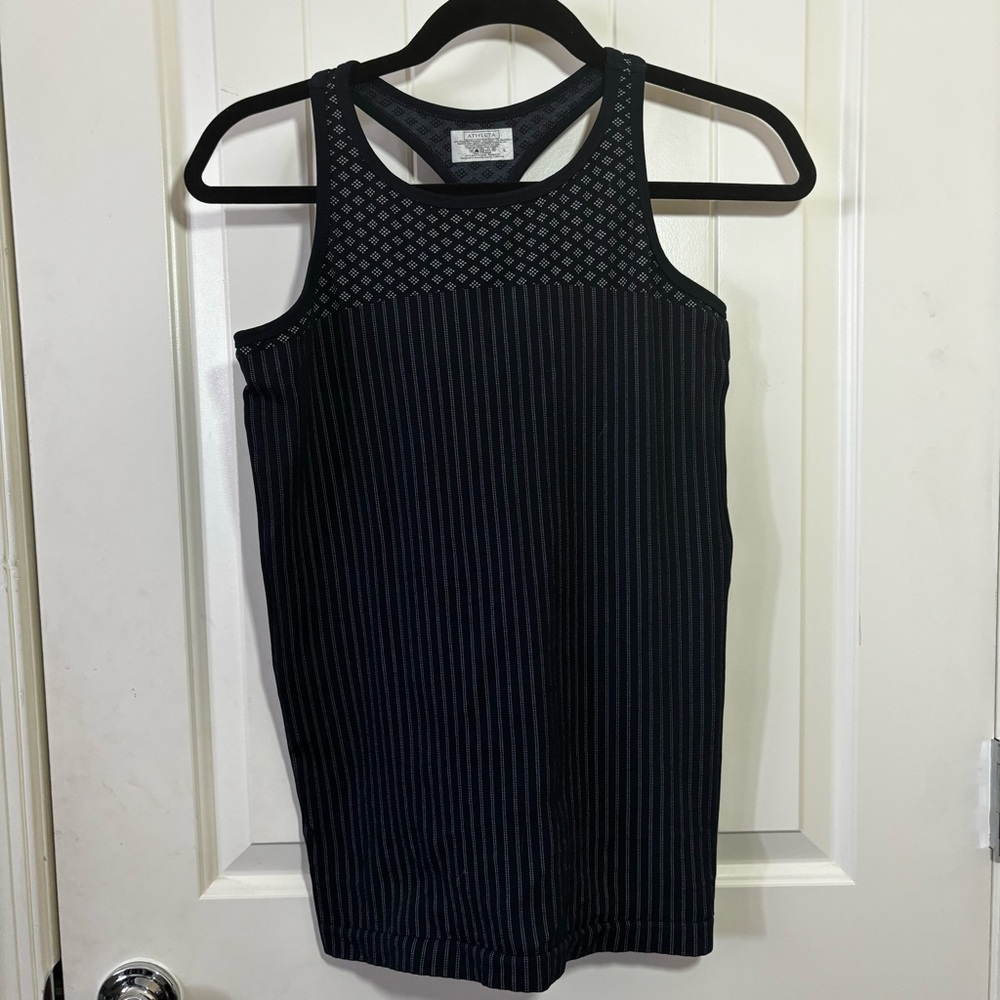 ATHLETA Navy Blue Seamless Racerback‎ Active Stretch Tank Top Size Large B0